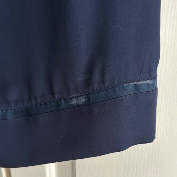 DVF! Navy Blue Ruched Puff Sleeve Blouse - Picture 5 of 8